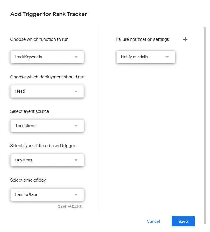 trigger settings