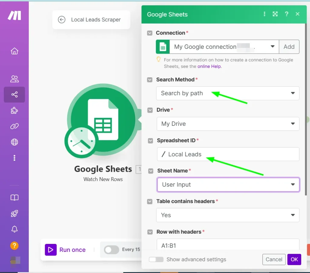 make.com dashboard