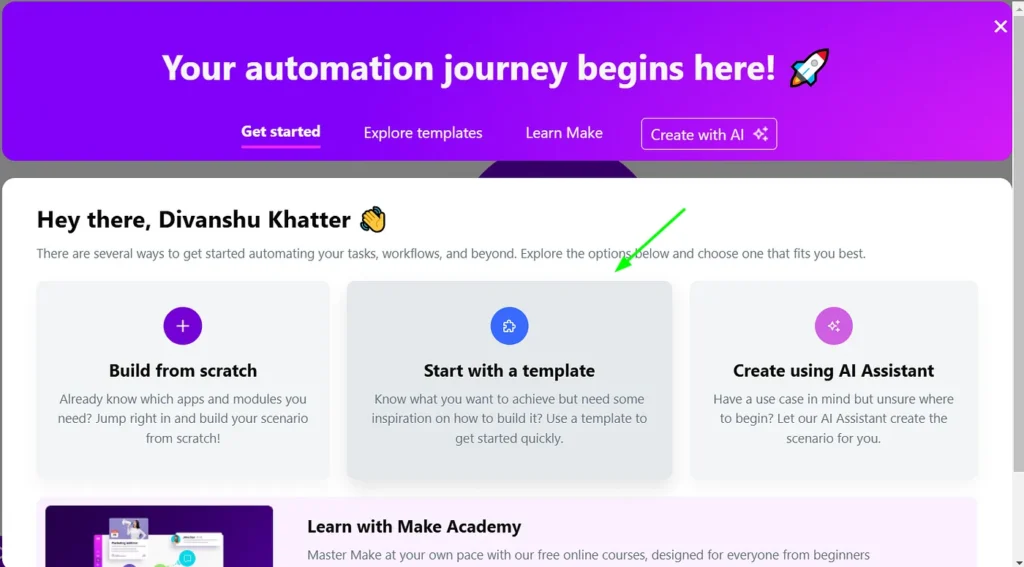 make.com dashboard