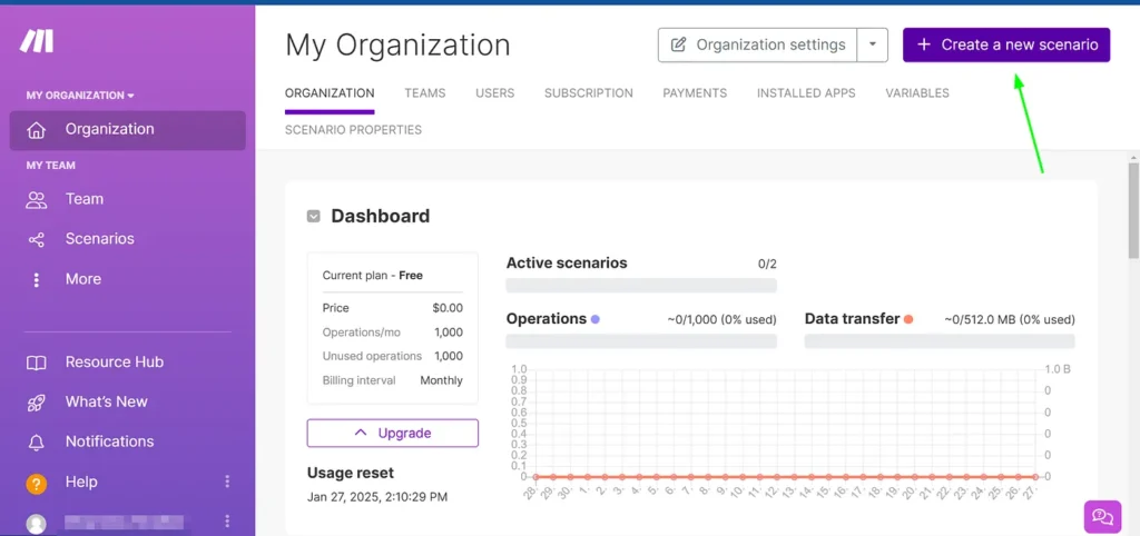 make.com dashboard