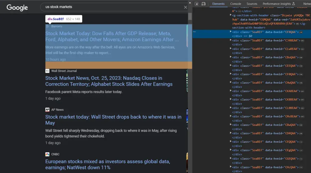 search result page