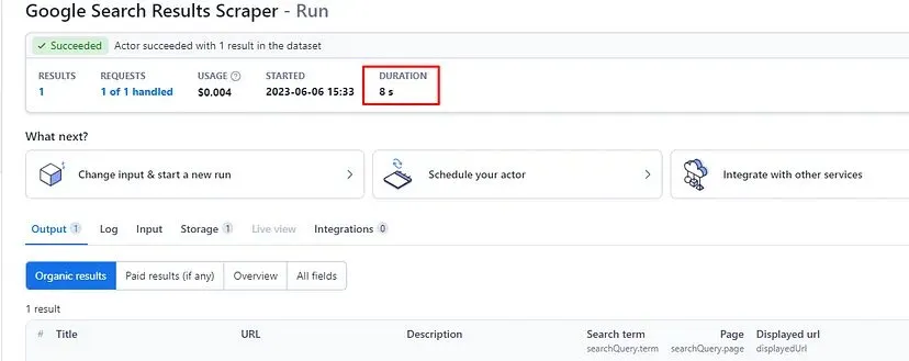 apify results