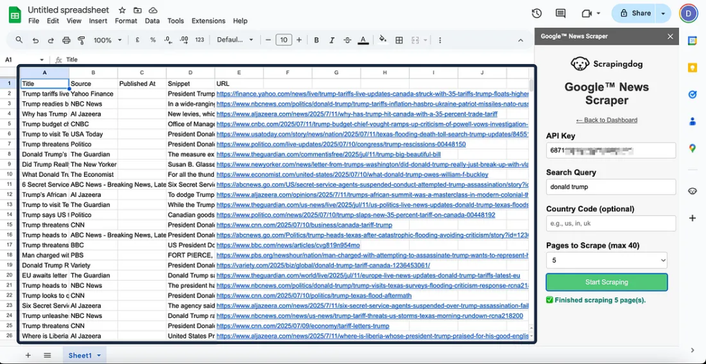 Google News Scraper