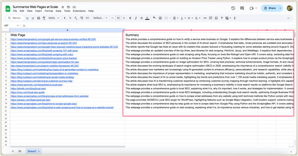 google sheet screen